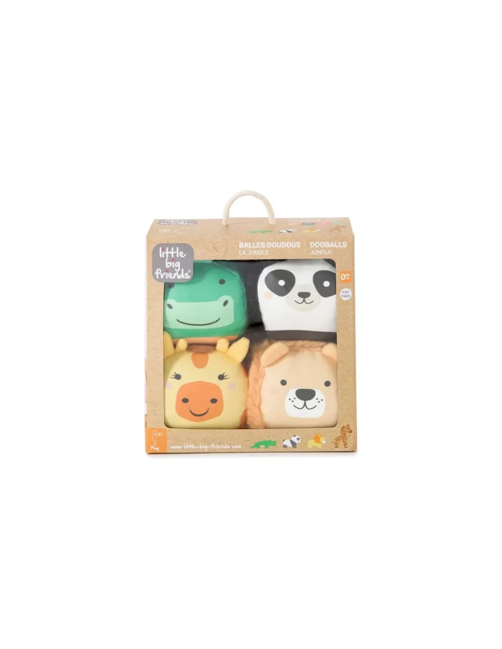 Little Big Friends Set de 4 balles doudous jungle - Discount