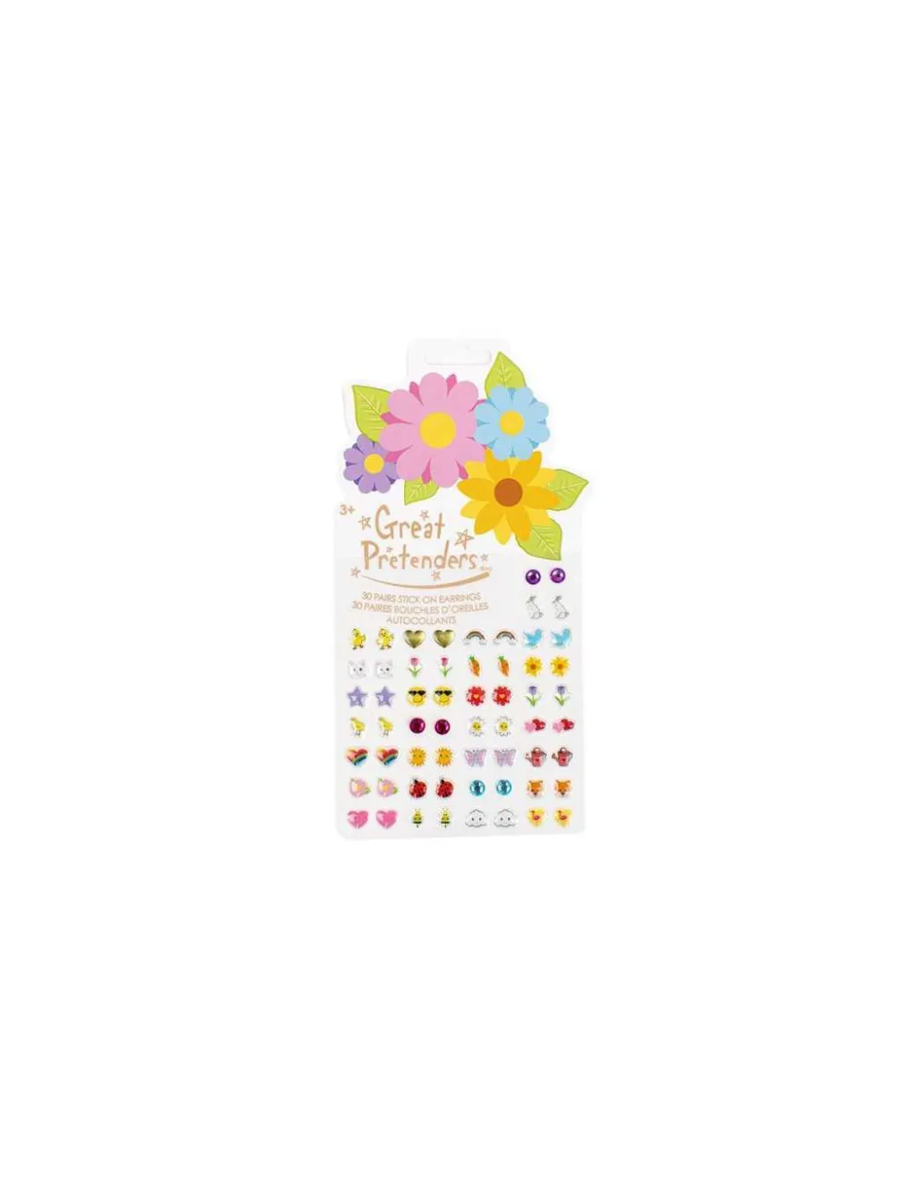 Great Pretenders Set de 30 paires de boucles d'oreilles autocollantes Fleurs - Outlet