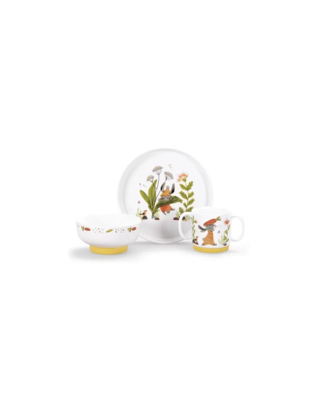Moulin Roty Set vaisselle porcelaine Trois Petits Lapins - Discount