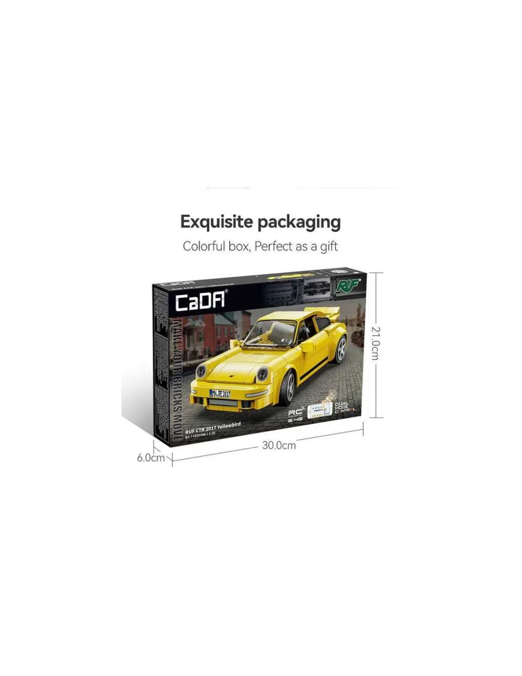 CaDA Bricks Voiture de course RUF CTR 2017 Yellowbird 222 pièces - CaDA Clearance