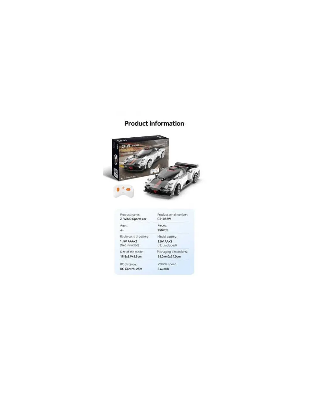 CaDA Bricks Voiture de course Z-Wind 258 pièces - CaDA Sale